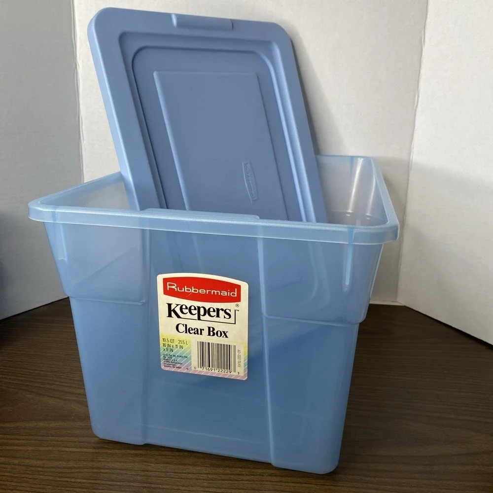 1990 Rubbermaid Keepers Clear Box #0100 19.5Q Container JLD-2222 TSLATE (blue)